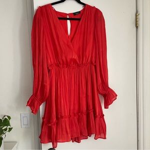 Red long sleeve cocktail mini dress